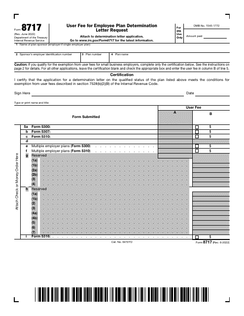 IRS Form 8717  Printable Pdf