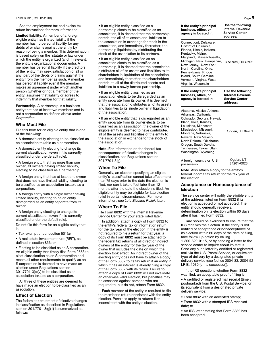 IRS Form 8832 Entity Classification Election, Page 6
