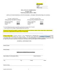 Application for Real Estate School License for Non-public School - New Jersey