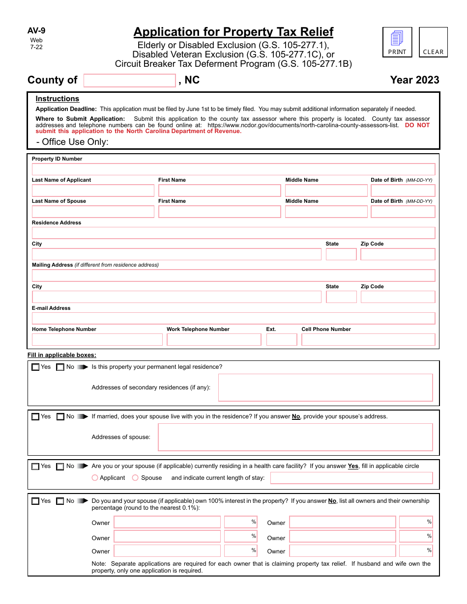 Property Tax Relief North Carolina