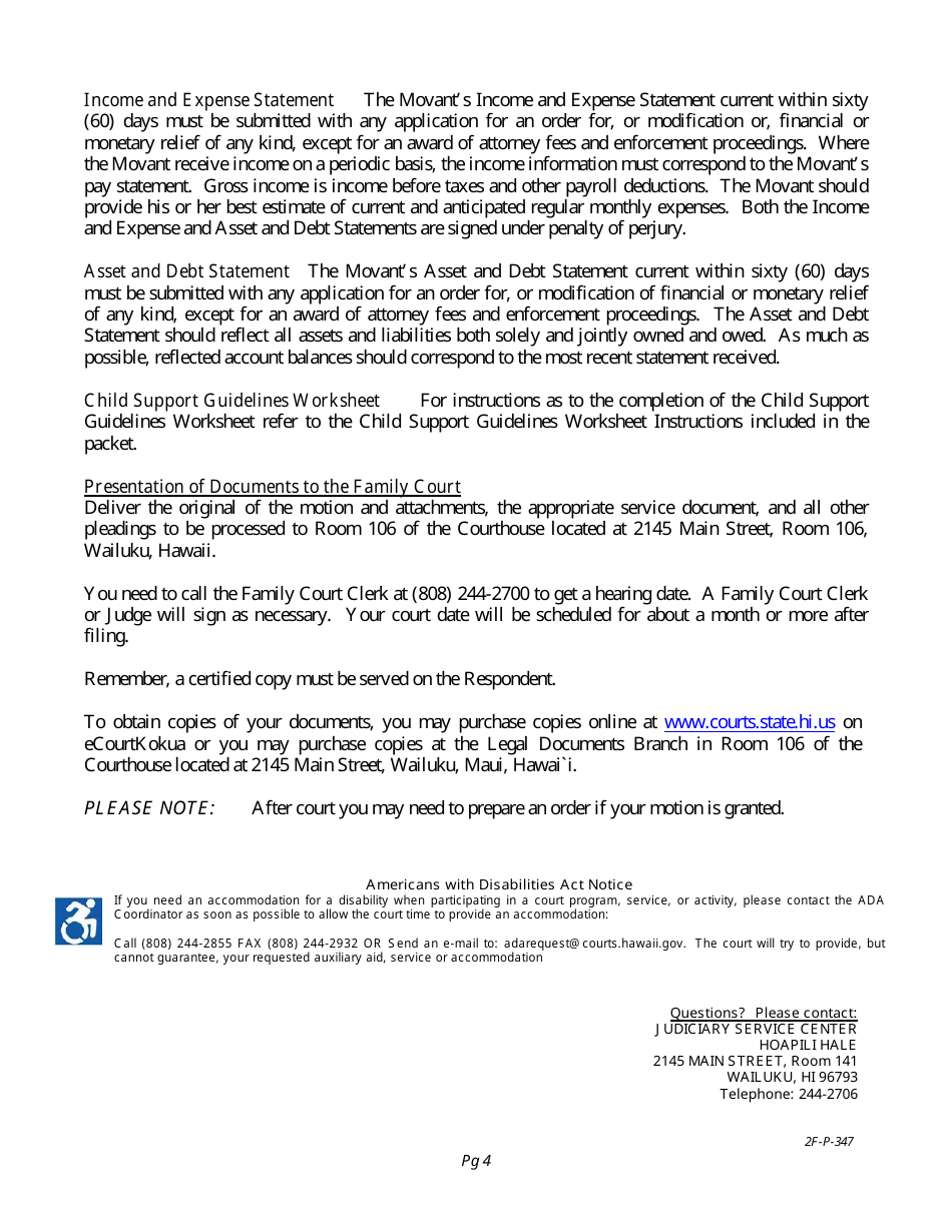 Download Instructions for Form 2FP348 Motion and Affidavit for Pre