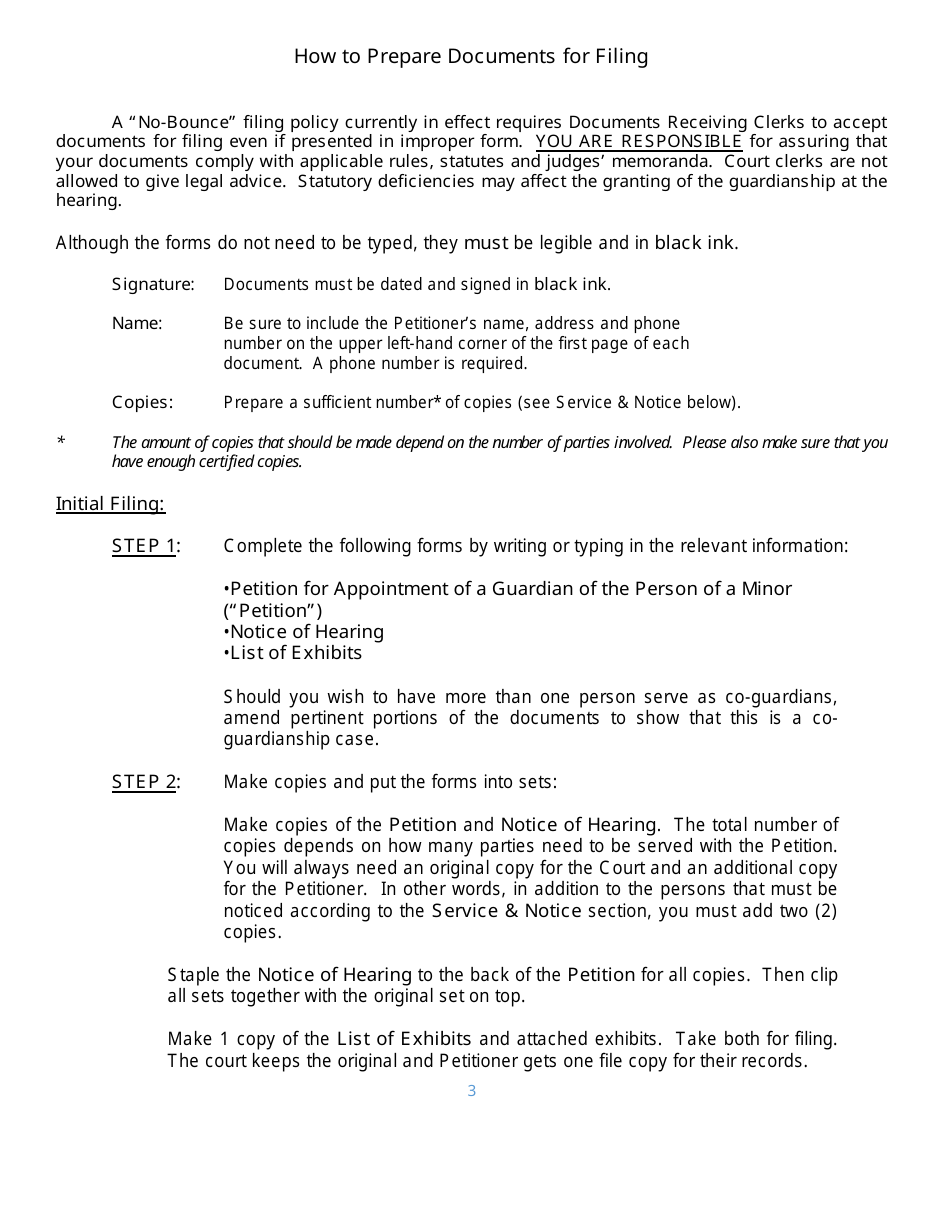 Instructions for Form 2F-P-385 Petition for Appointment of a Guardian of the Person of a Minor; Notice of Hearing - Hawaii, Page 3