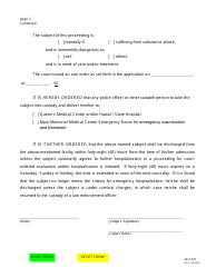 Form 2F-P-527 Order Authorizing Emergency Examination and Treatment - Hawaii, Page 2