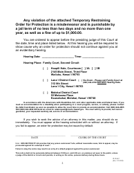 Form 2F-P-467 Notice of Temporary Restraining Order and Notice of Hearing - Hawaii, Page 2