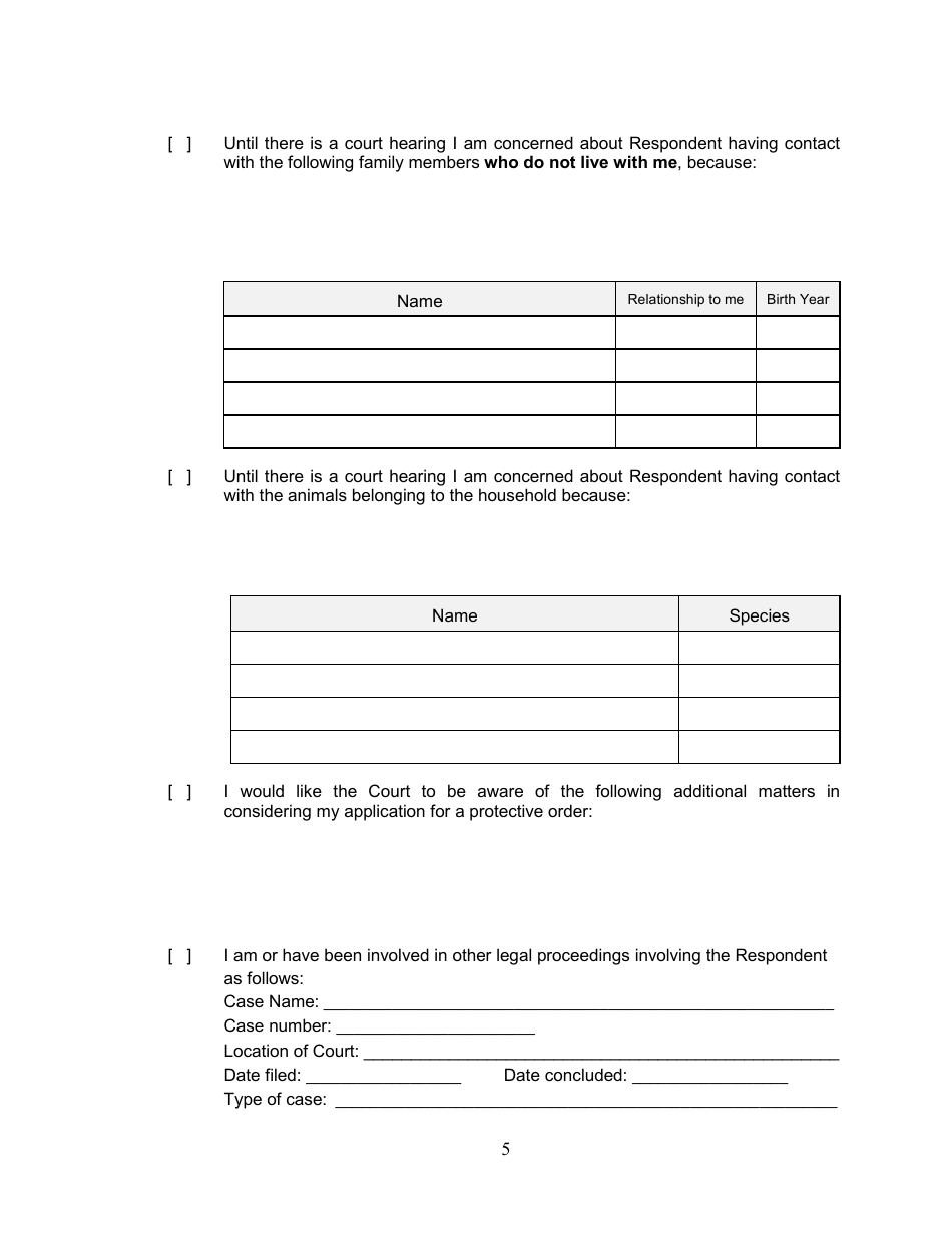 Form 2F-P-466 Ex Parte Petition for an Hrs 586 Temporary Restraining Order - Hawaii, Page 5