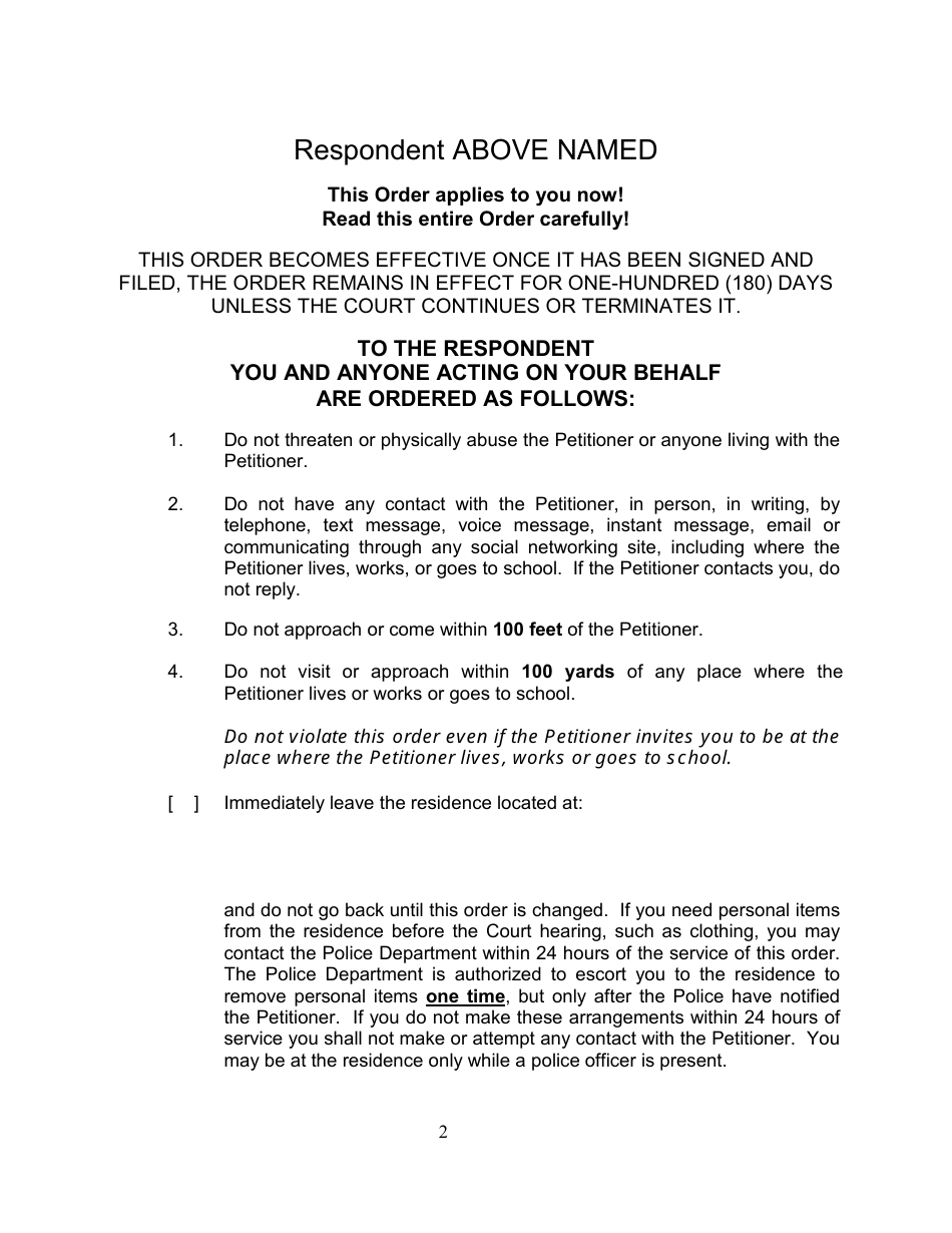 Form 2F-P-468 Temporary Restraining Order - Hawaii, Page 2