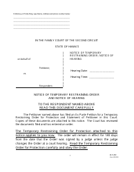 Form 2F-P-472 Notice of Temporary Restraining Order and Notice of Hearing - Hawaii