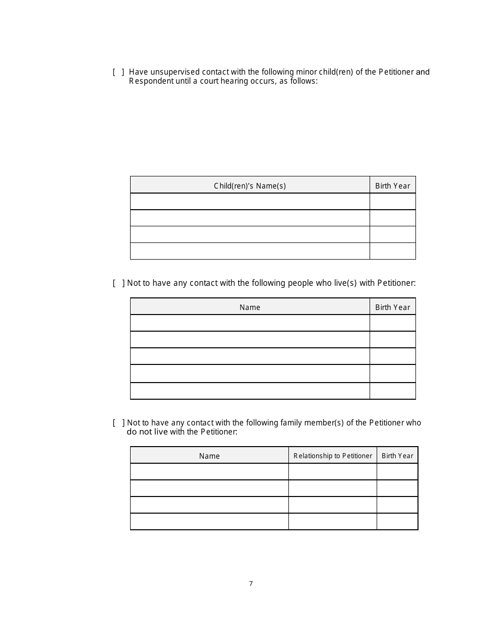Form 2F-P-471 Ex Parte Petition for an Hrs 586 Temporary Restraining Order - Hawaii, Page 7