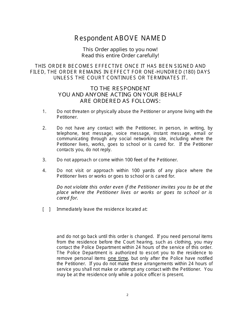 Form 2F-P-473 Temporary Restraining Order - Hawaii, Page 2