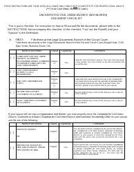 Document preview: Form 2F-P-404 Uncontested Civil Union Divorce (With Children) Document Checklist - Hawaii