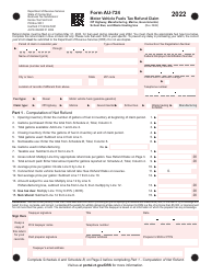 Document preview: Form AU-724 Motor Vehicle Fuels Tax Refund Claim - off Highway, Manufacturing, Marine, Governmental, School Bus, and Waste Hauling Use - Connecticut, 2022