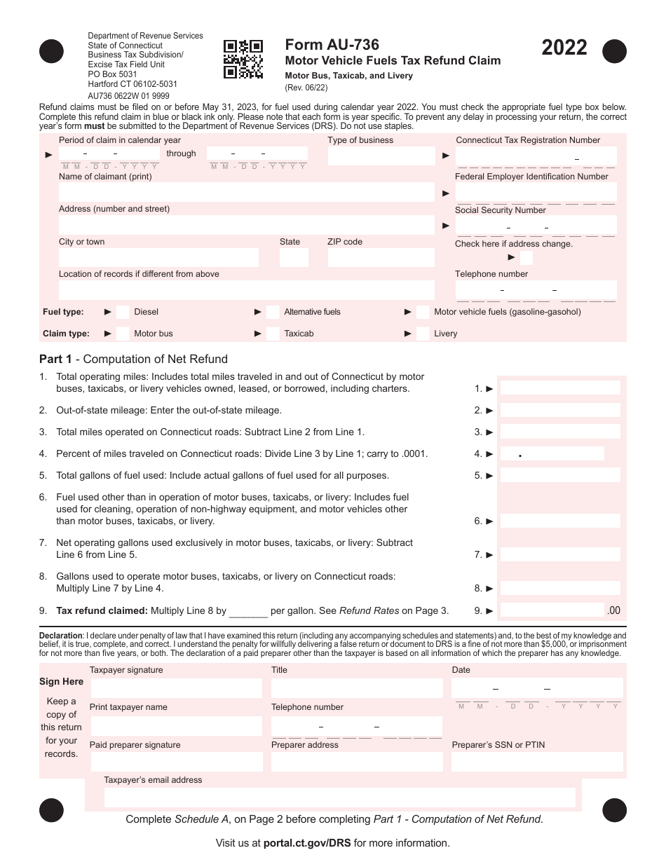 Form AU-736 Download Printable PDF or Fill Online Motor Vehicle Fuels ...