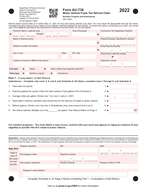 Form AU-738 2022 Printable Pdf