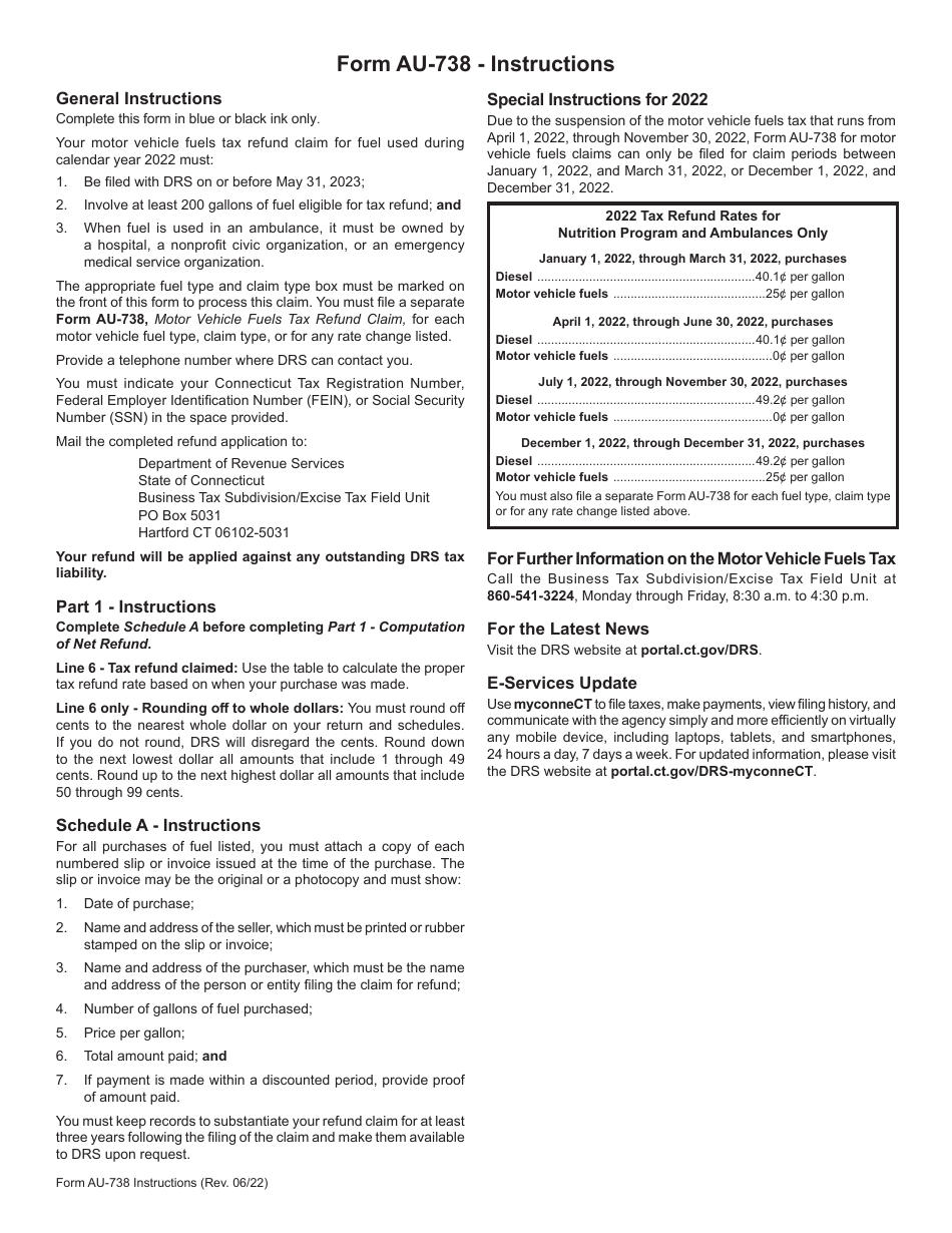 Form AU-738 Download Printable PDF or Fill Online Motor Vehicle Fuels ...