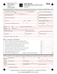 Document preview: Form AU-741 Motor Vehicle Fuels Tax Refund Claim - Commuter Vans - Connecticut, 2022