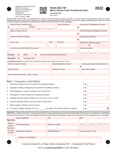 Form AU-741 2022 Printable Pdf