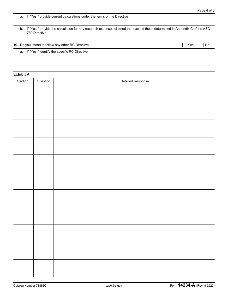 IRS Form 14234-A Compliance Assurance Process (CAP) Research Credit Questionnaire (Crcq), Page 4