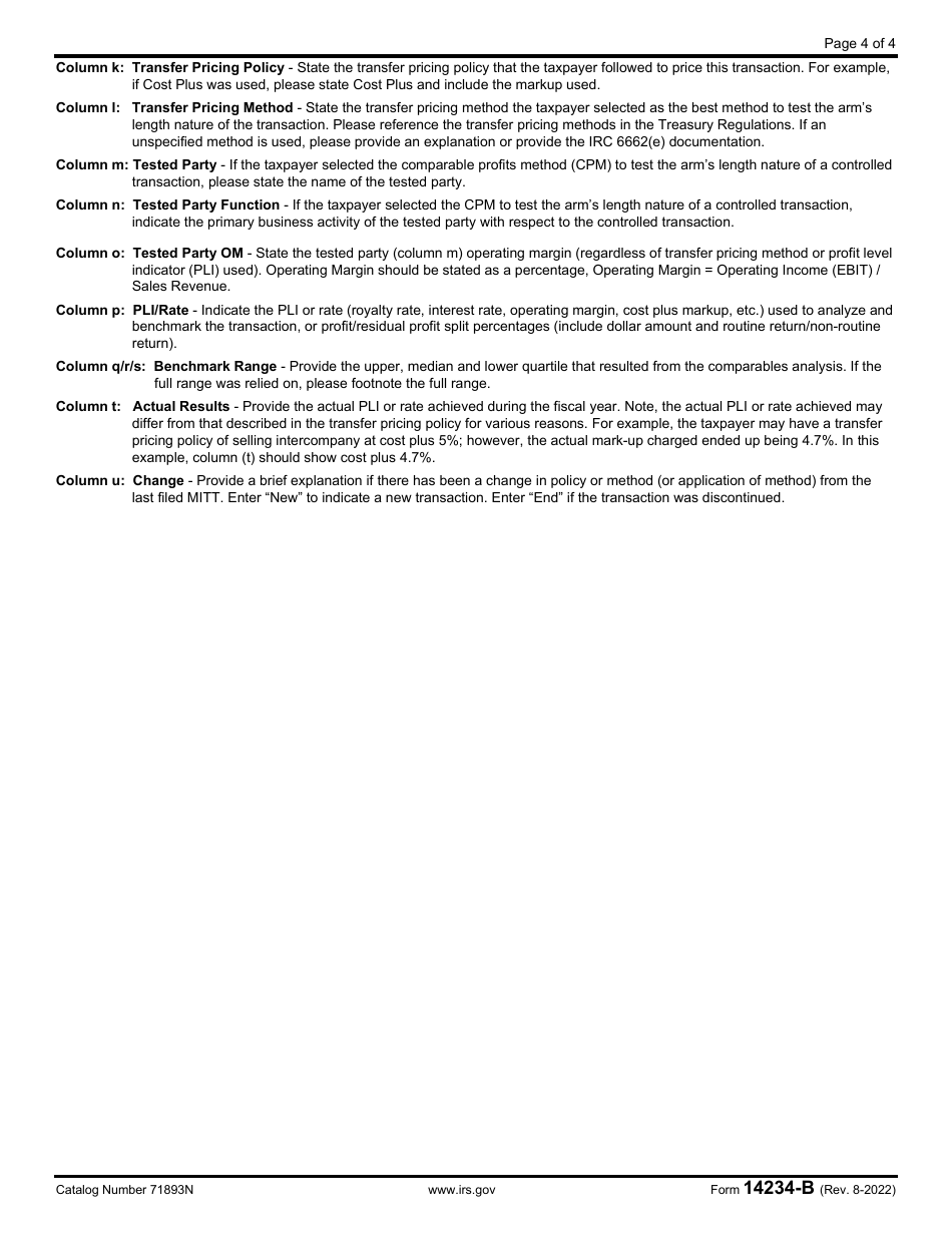 IRS Form 14234-B Material Intercompany Transactions Template (Mitt), Page 4