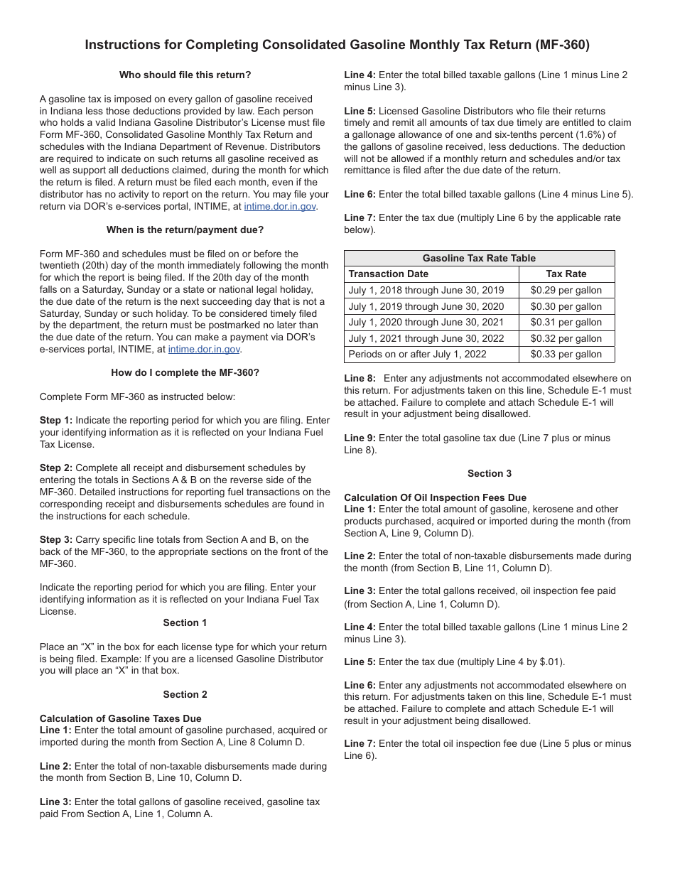 Form MF-360 (State Form 49276) Consolidated Gasoline Monthly Tax Return, Page 4