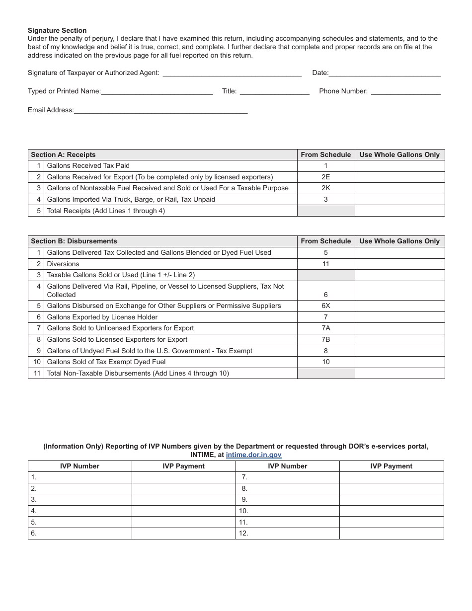 Form SF-900 (State Form 49877) Consolidated Special Fuel Monthly Tax Return - Indiana, Page 2
