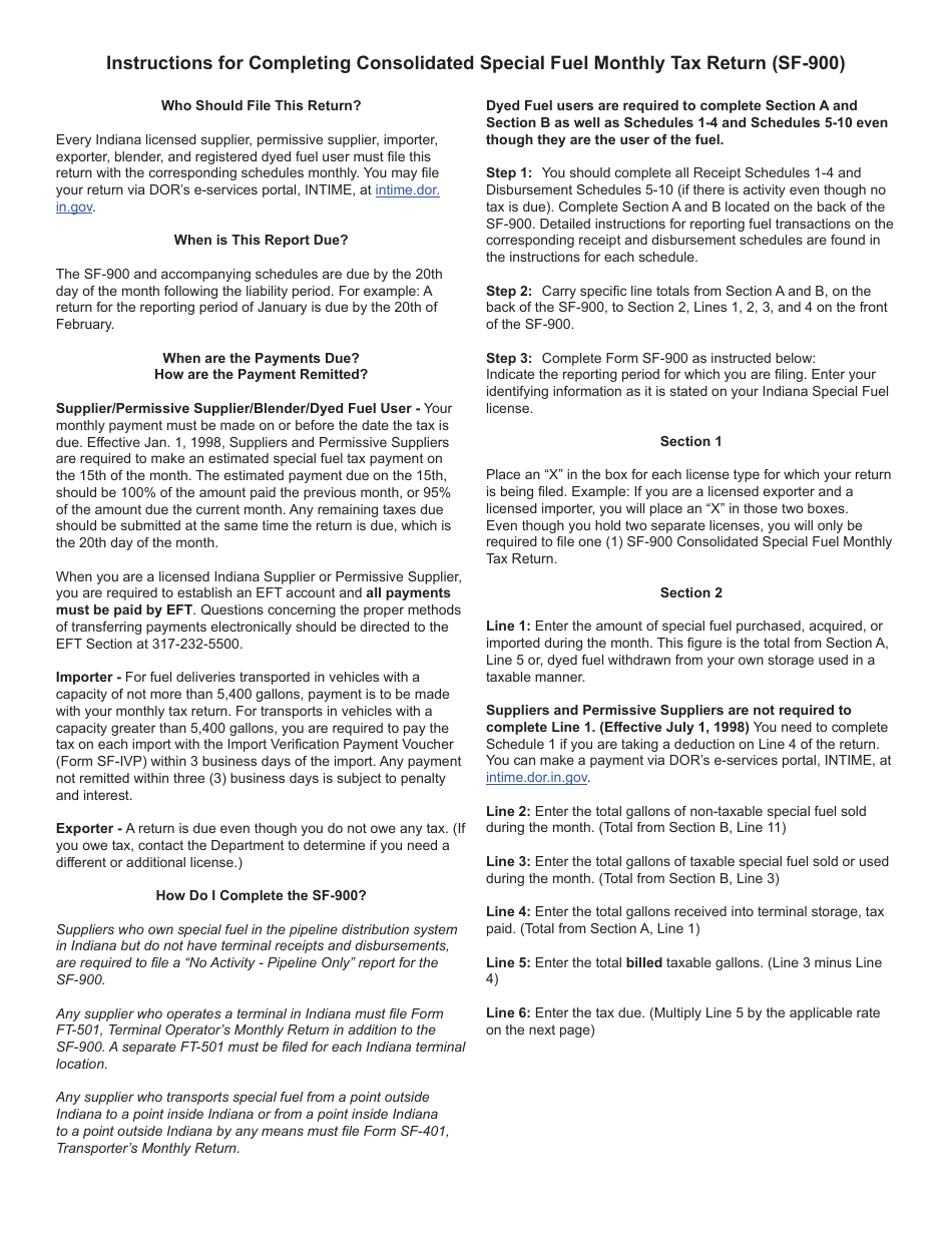 Form SF-900 (State Form 49877) Consolidated Special Fuel Monthly Tax Return - Indiana, Page 3