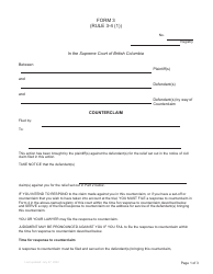 Form 3 &quot;Counterclaim&quot; - British Columbia, Canada