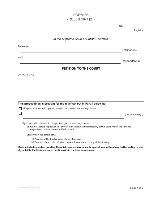 Form 66  Printable Pdf