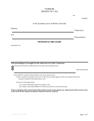 Form 66 Petition to the Court - British Columbia, Canada