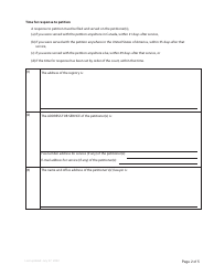 Form 66 Petition to the Court - British Columbia, Canada, Page 2