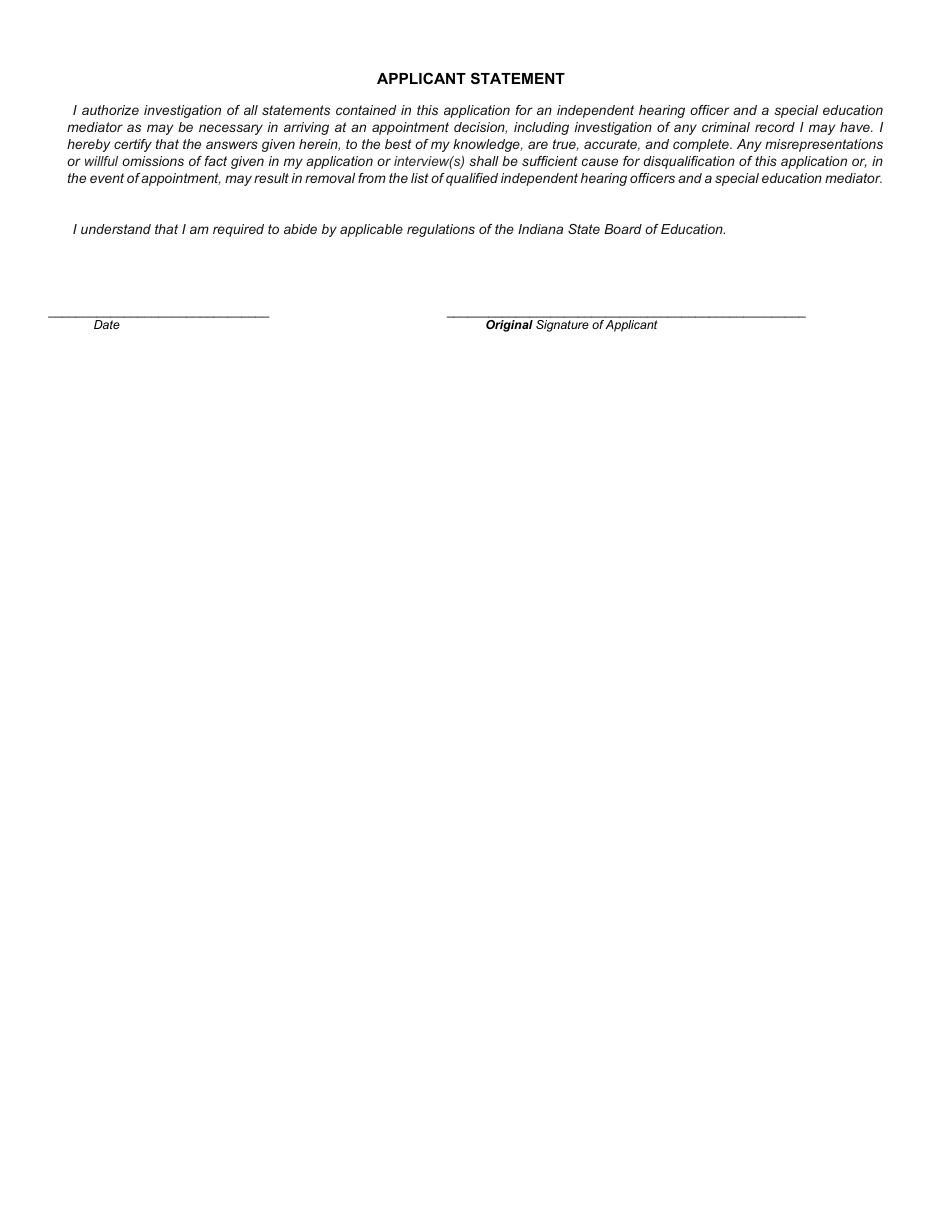 Application for Independent Hearing Officer Special Education Mediator - Indiana, Page 5
