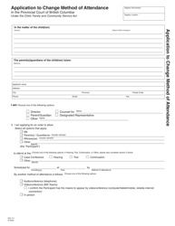 Document preview: Form PFA771 Application to Change Method of Attendance - British Columbia, Canada