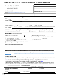 Document preview: Form PTR824 Disputant - Request to Appear by Telephone or Videoconference - British Columbia, Canada