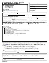 Document preview: Form PTR824B Officer (Prosecutor) - Request to Appear by Telephone or Video Conference - British Columbia, Canada