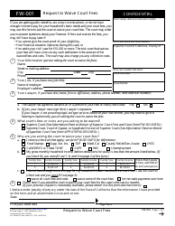 Document preview: Form FW-001 Request to Waive Court Fees - California