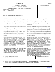 Form SUM-130 Summons - Unlawful Detainer - Eviction - California (English/Spanish)