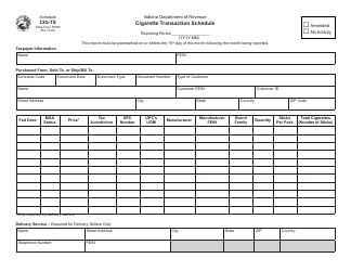 Document preview: State Form 55565 Schedule CIG-TS Cigarette Transaction Schedule - Indiana