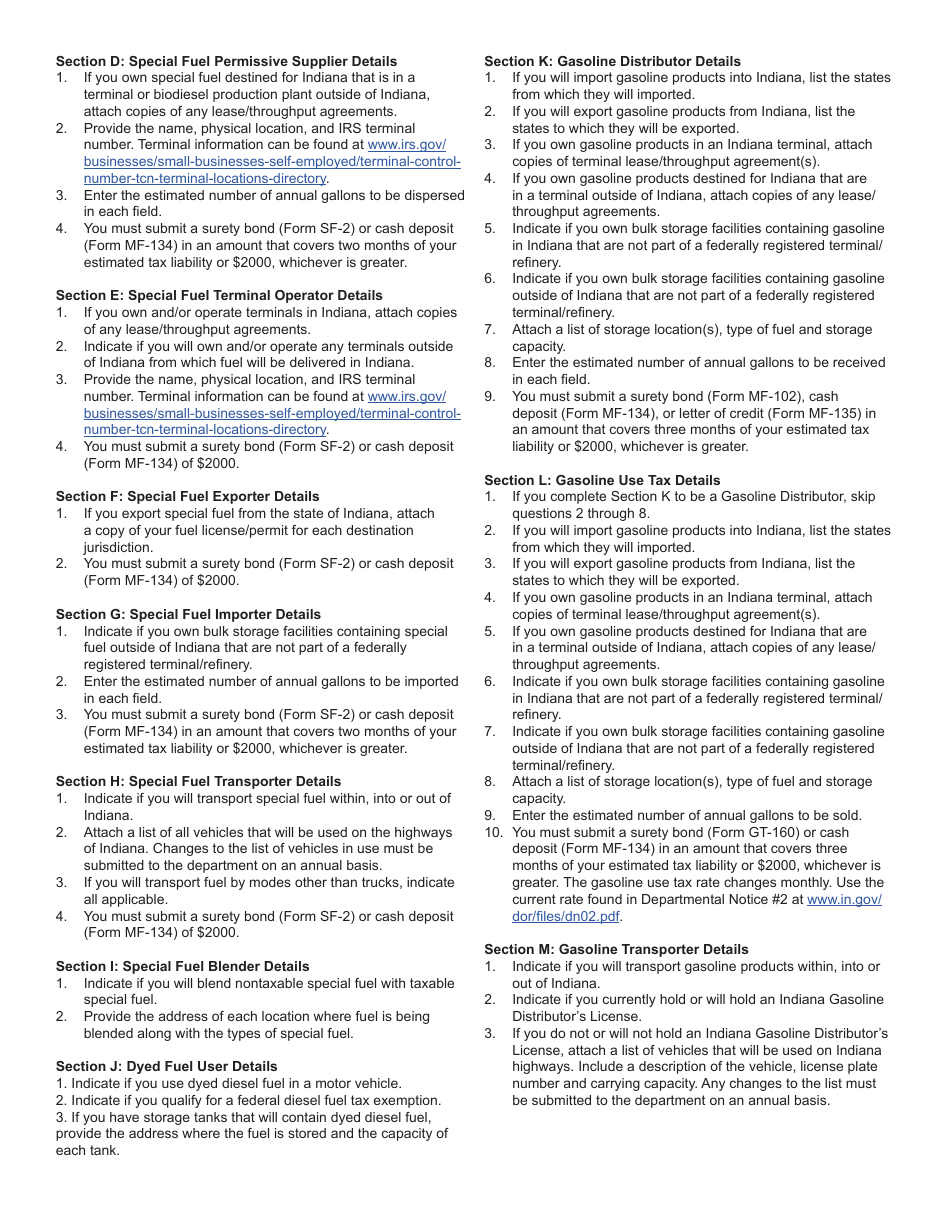 Form FT-1 (State Form 46297) Fuel Tax License Registration Application - Indiana, Page 10
