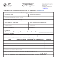 Form FT-1 (State Form 46297) Fuel Tax License Registration Application - Indiana