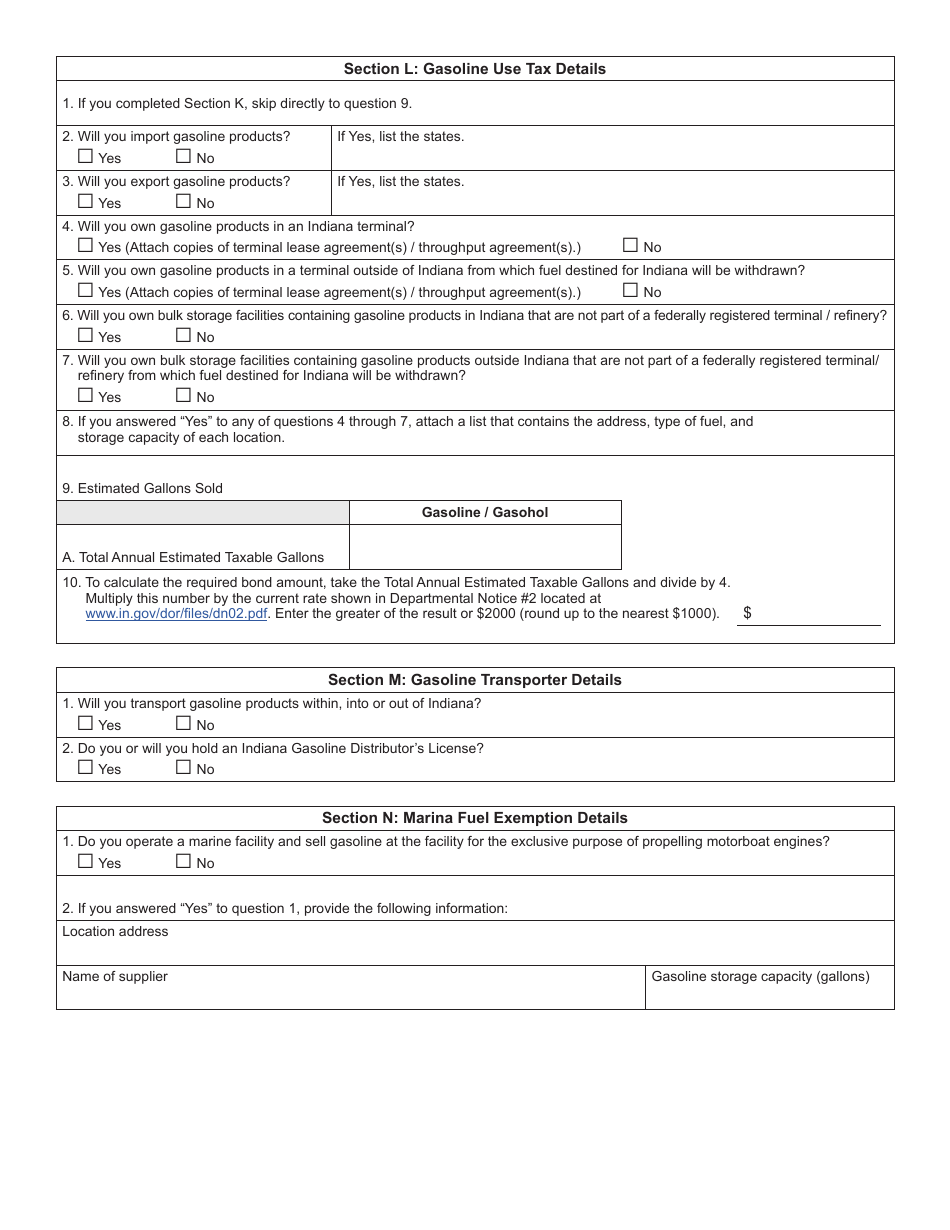 Form FT-1 (State Form 46297) Fuel Tax License Registration Application - Indiana, Page 6