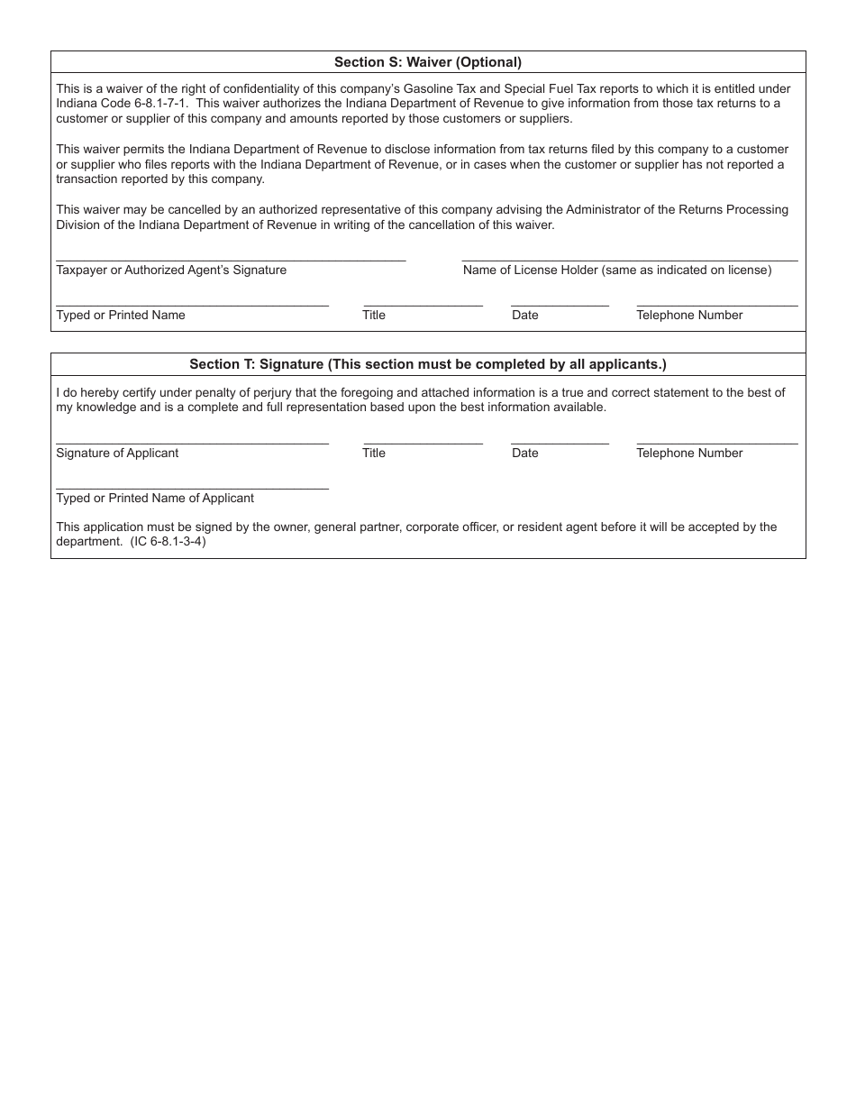 Form FT-1 (State Form 46297) Fuel Tax License Registration Application - Indiana, Page 8