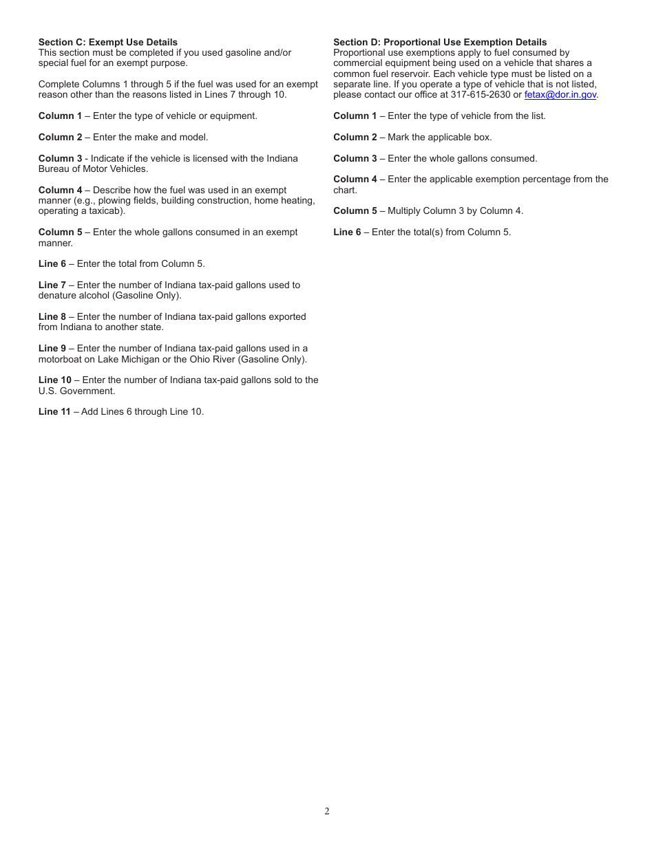 Form REF-1000 (State Form 50854) Claim for Fuel Tax Refund - Indiana, Page 5