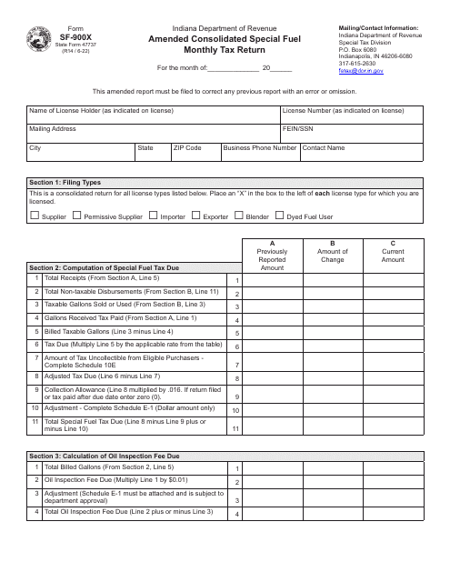 Form SF-900X (State Form 47737)  Printable Pdf
