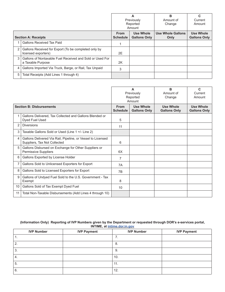 Form SF-900X (State Form 47737) Amended Consolidated Special Fuel Monthly Tax Return - Indiana, Page 3