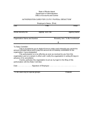 Document preview: Authorization Card for C.o.p.e. Payroll Deduction - Rhode Island