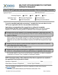 Document preview: Form DCA BBS37M-470 Military Spouse/Domestic Partner Expedite Request - California