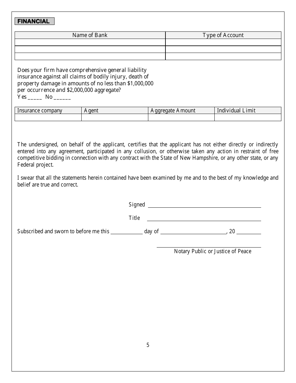 Prequalification Application for on the Job Training (Ojt) Supportive Services - New Hampshire, Page 5