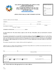 Document preview: Application for Ag-Lime Vendor's License - Oklahoma