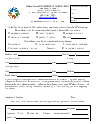 Document preview: Fertilizer License Application - Oklahoma