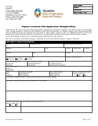 Form FS-5114 Organic Livestock Plan Application: Slaughter/Dairy - Oklahoma