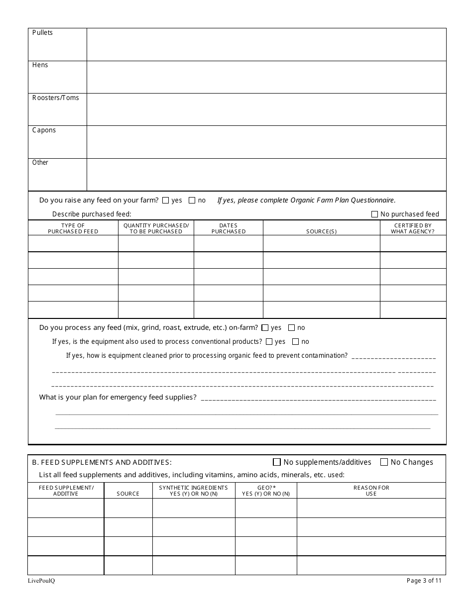 Form FS-5116 Organic Poultry Plan Application - Oklahoma, Page 3